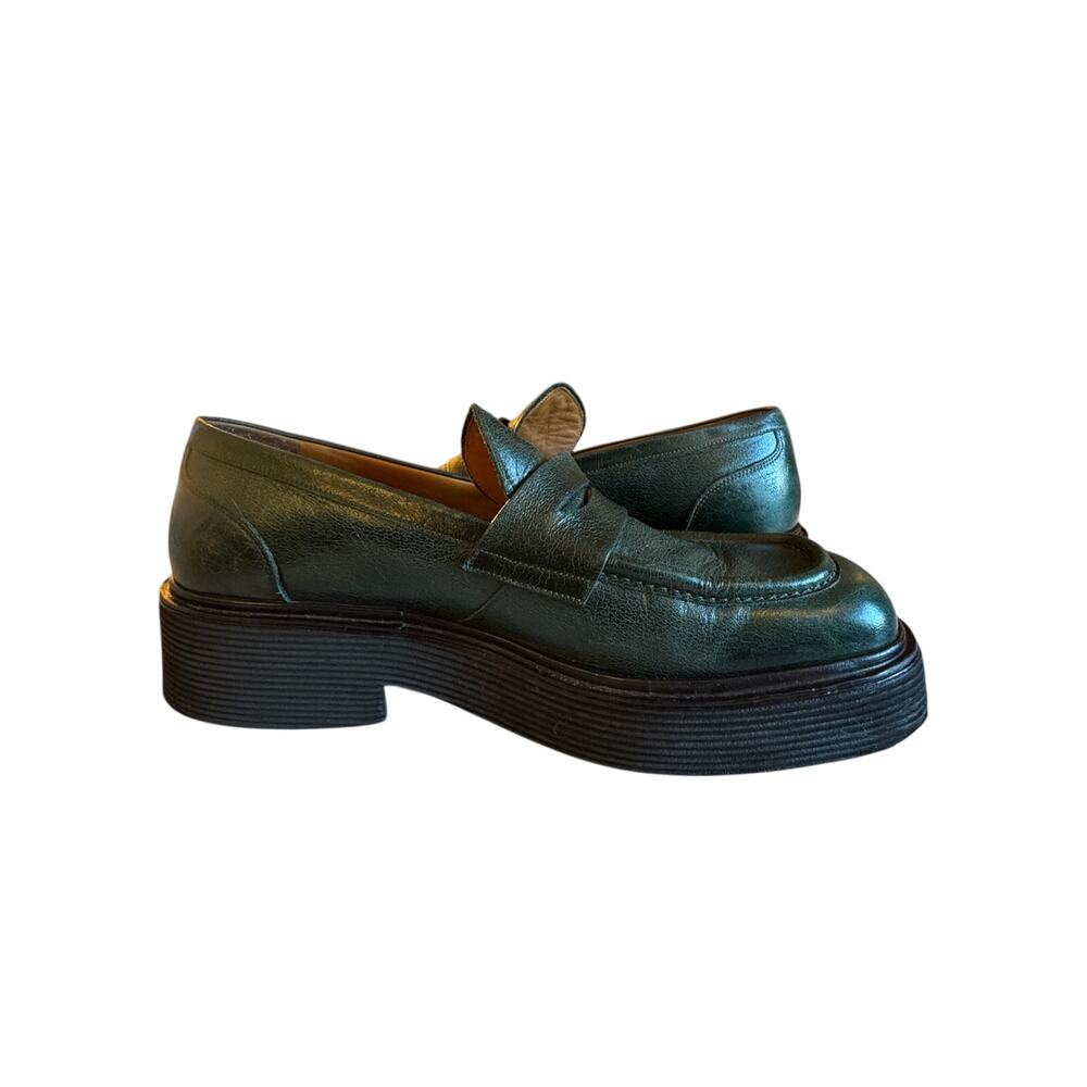 Marni Men's Olive Green Leather Chunky Loafers